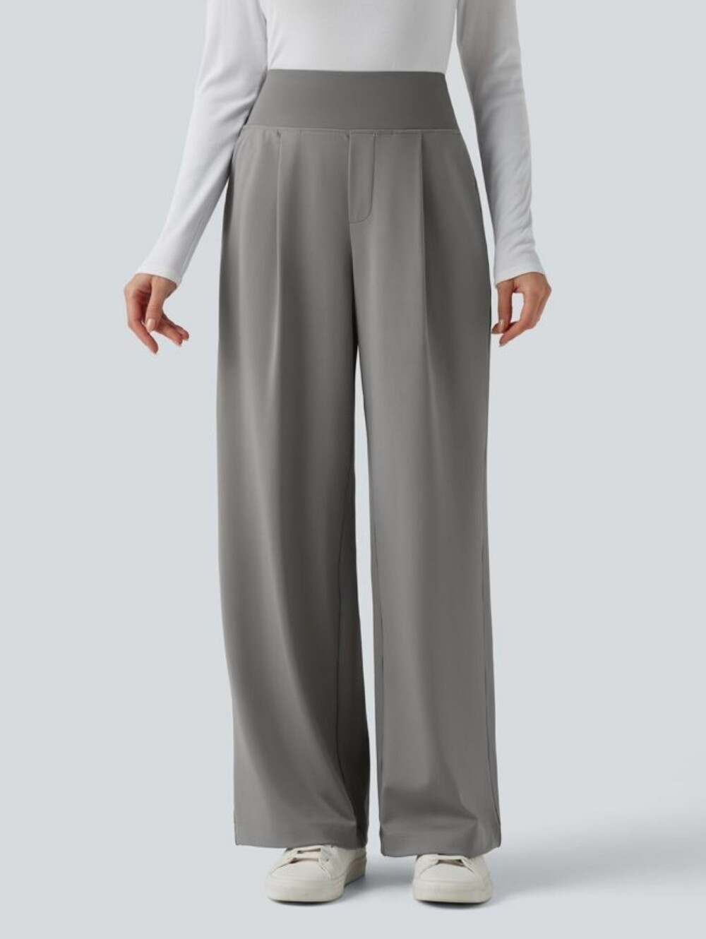 HALARA Flex Day Stretch Tummy Control Straight Wide Leg Work Pants Grey L